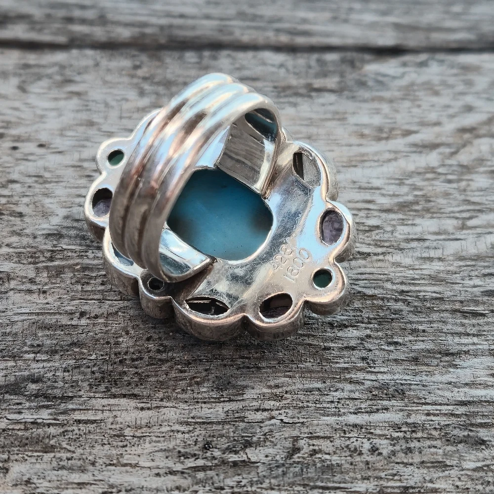 Nicky Butler RAJ LIMITED EDITION 925 Sterling Silver Turquoise Designer Ring 🩵 - Picture 5 of 15